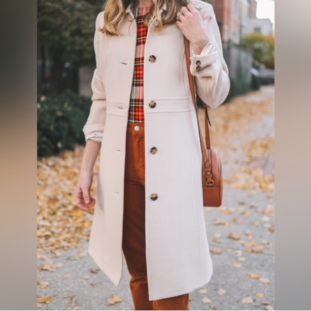 J. Crew Cream Button-Front Wool Coat